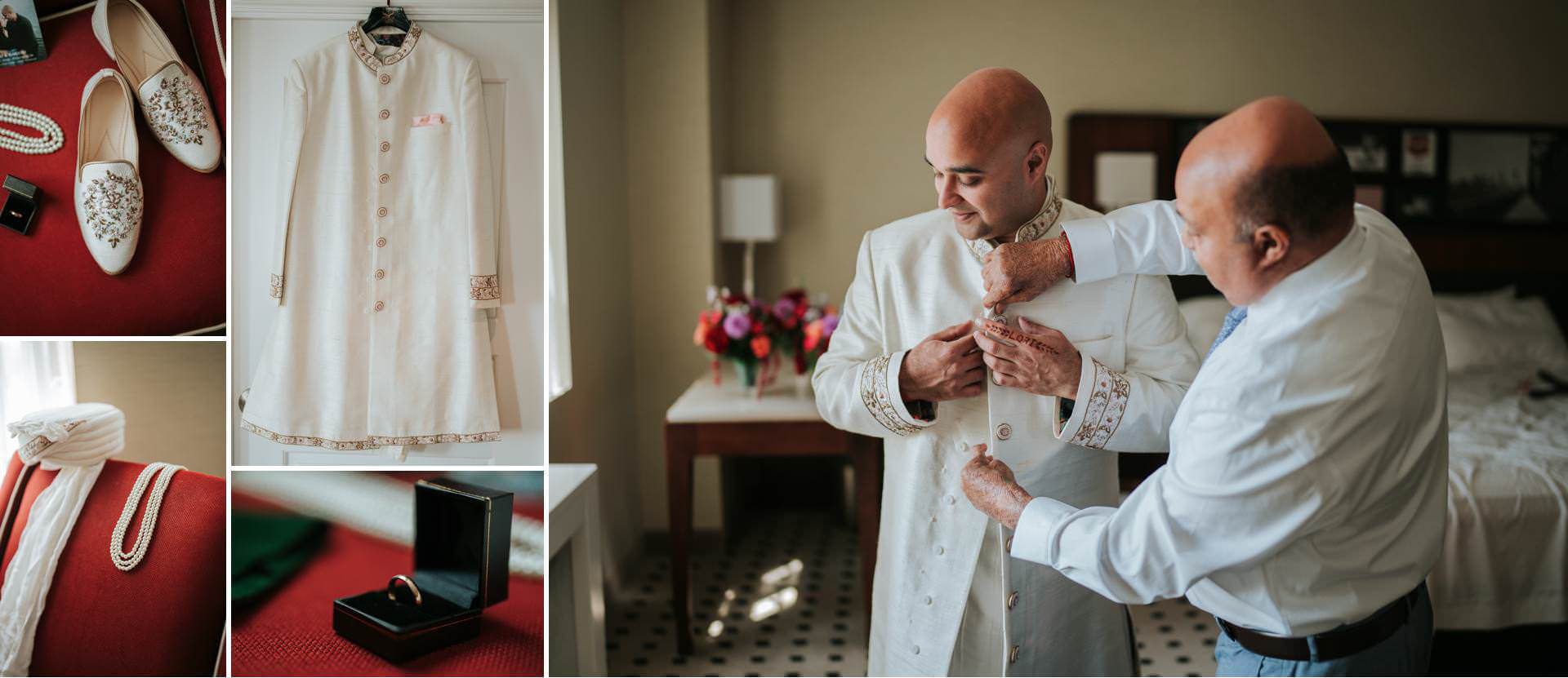 Groom and his father during getting ready at Warwick Hotel Rittenhouse. 